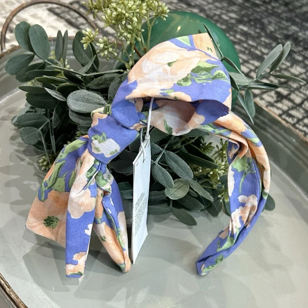 Janie and Jack Toddler Girls Periwinkle Floral Headband with Bow NEW‎ One Size